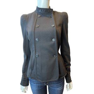 Mural Women's Double Breasted Military Jacket Long Sleeve Stretch Black SZ Small